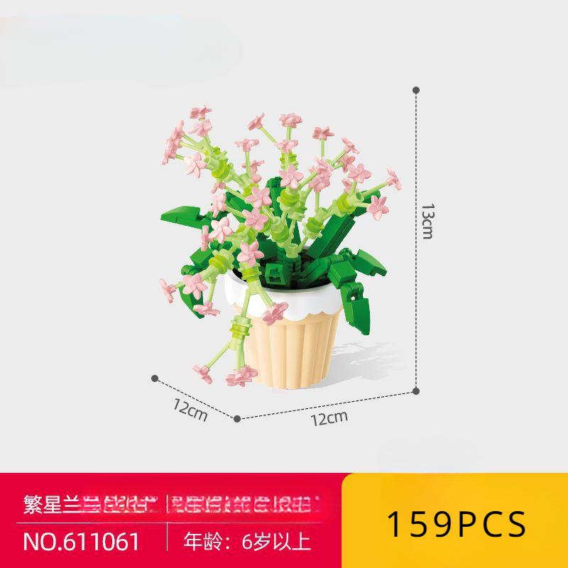 Block Flower Valentine's Day Multi -meat Potted Plastic Plasma Decoration Puzzle Assembly Building Block Toys