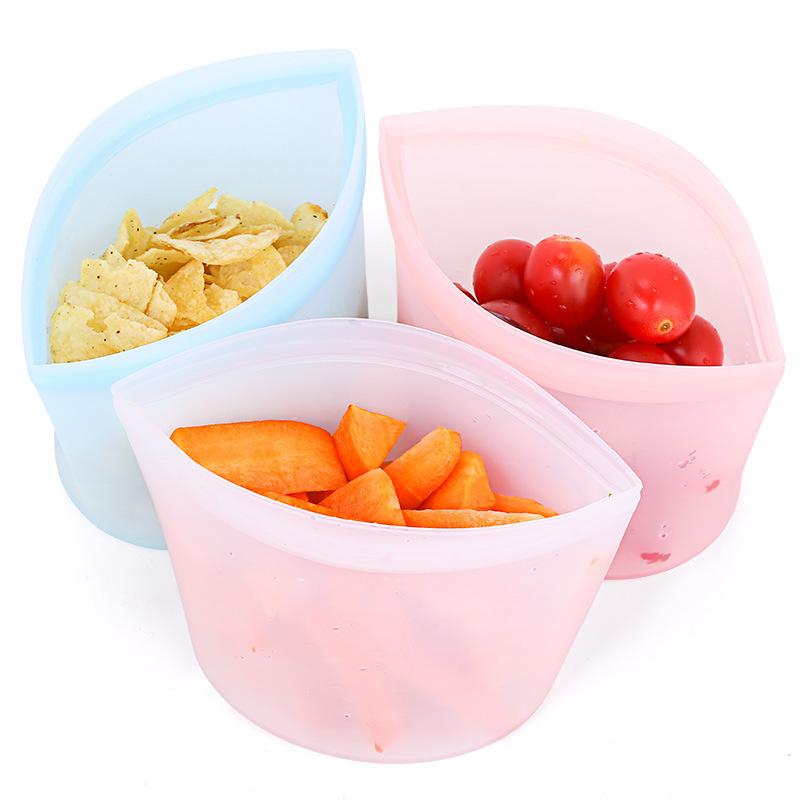 Silicone Fresh-keeping Food Storage Bag Reusable Storage Bags Leak Proof Freezer Silicone Lock Bags Kitchen Ziplock Lock Bag