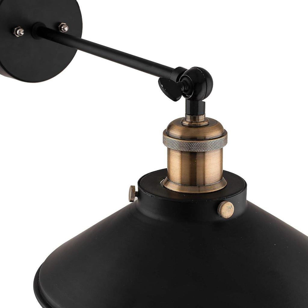 Nástěnné svítidlo Edison s kónickým stínidlem, Starožitné zlato Vintage Industriální Loft, Patice E27, Dekorativní, Nástěnné svítidlo s otočným ramenem