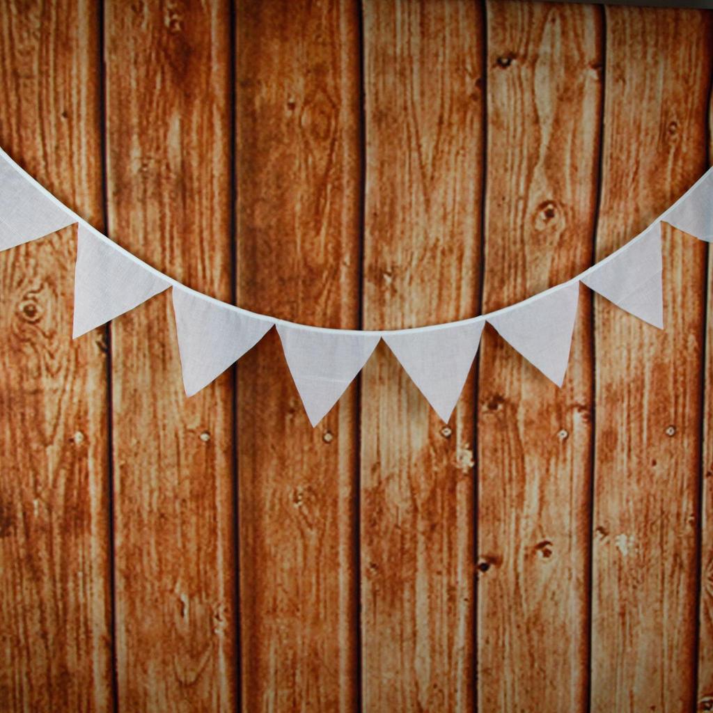 Ins-Stil Weiße Baumwoll-Dreiecksfahne – Dekoration für Kindergeburtstage & Hochzeiten