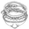 5pcs/Set Vintage Gold /Copper Color Simple Design Multielement Crystal Bracelets Set for Women  Adjustable Bangle Zircon GIft