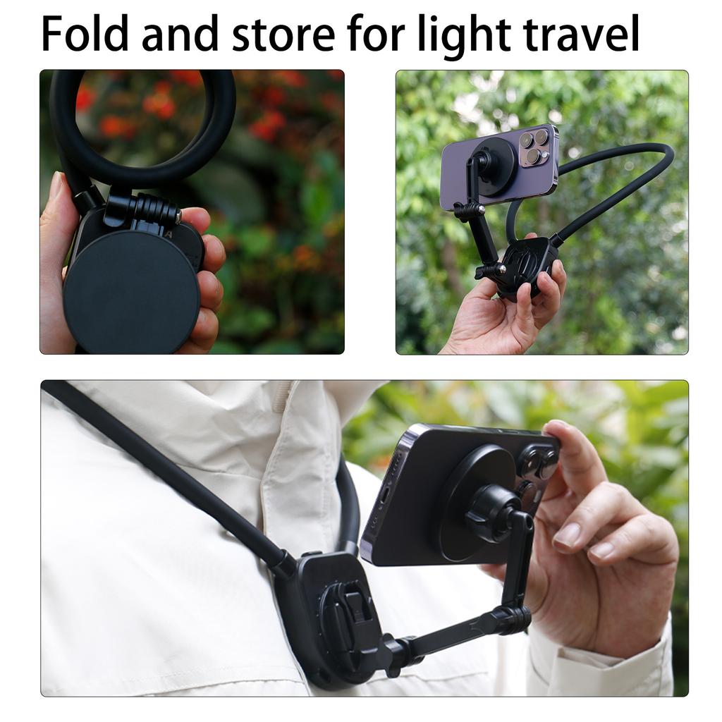 Magnetický držák na telefon na krk Držák na telefon na krk Záznamový náhrdelník Šňůrka Selfie stojan Pro iPhone 16 15 14 13 12 Pro Max Plus GoPro