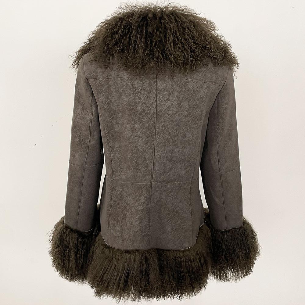 OFTBUY 2024 Winter Women Coat Real Natural Mongolia Sheep Fur Turn-down Collar New Fashion Jacket Thick Warm Casual Overwear