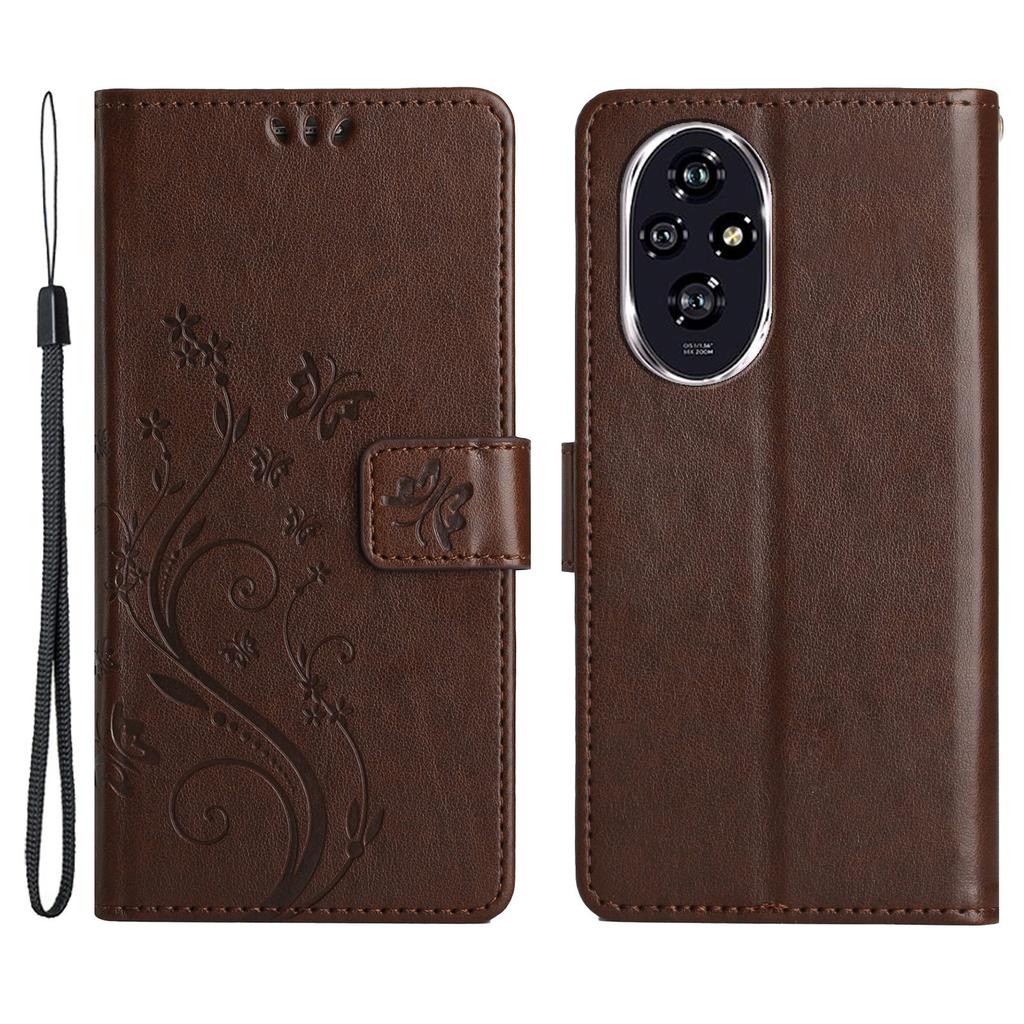 For Honor 200 Pro 5G Case Butterfly Flower Pattern Leather Phone Wallet Cover
