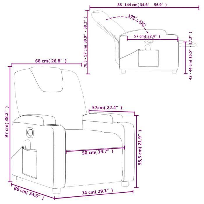 VidaXL Fauteuil de massage inclinable Gris clair Tissu 372377