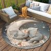 1Pc Elephant Circular Print Rug - Home Decoration Carpet For Living Room Bedroom Flooring Computer Chair Area Rug