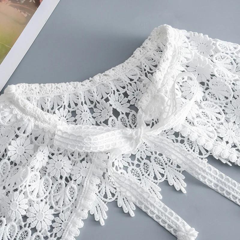 Perfect Match Lace Floral Embroidery Fake Collar Shawl Female Removable Shoulder Wraps Detachable Collar For Women Dress Shirt False Collarl