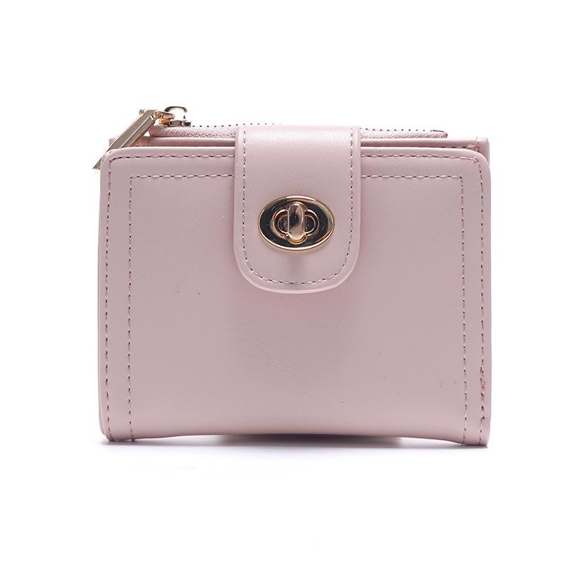 

Простой короткий женский кошелек из ПУ со скидкой 20% для японских студентов, многофункциональный кошелек для сертификатов на молнии, модная сумка для мелочи розовый