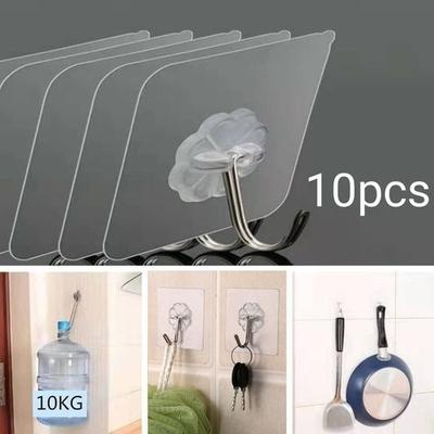 Cârlige transparente, fără sudură, rezistente la apă și ulei. Cârlige de perete metalice de 10 kg, rezistente la apă și ulei.