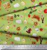 Soimoi Japan Crepe Satin Fabric Fruits,Bread & Donut Food Decor Fabric Printed metre 42 Inch