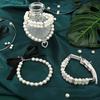4 Pieces Dog Pearl Collars Pet Pearl Necklace Set Cat Pearl Neck Strap Crystal Rhinestones Pearls Charms for Small Dogs Cats Wedding Birthday Party