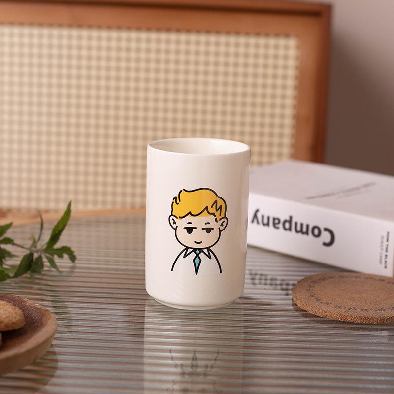 ins family gift ceramic milk mug breakfast household water cup family four parent-child breakfast cup 301-400ml