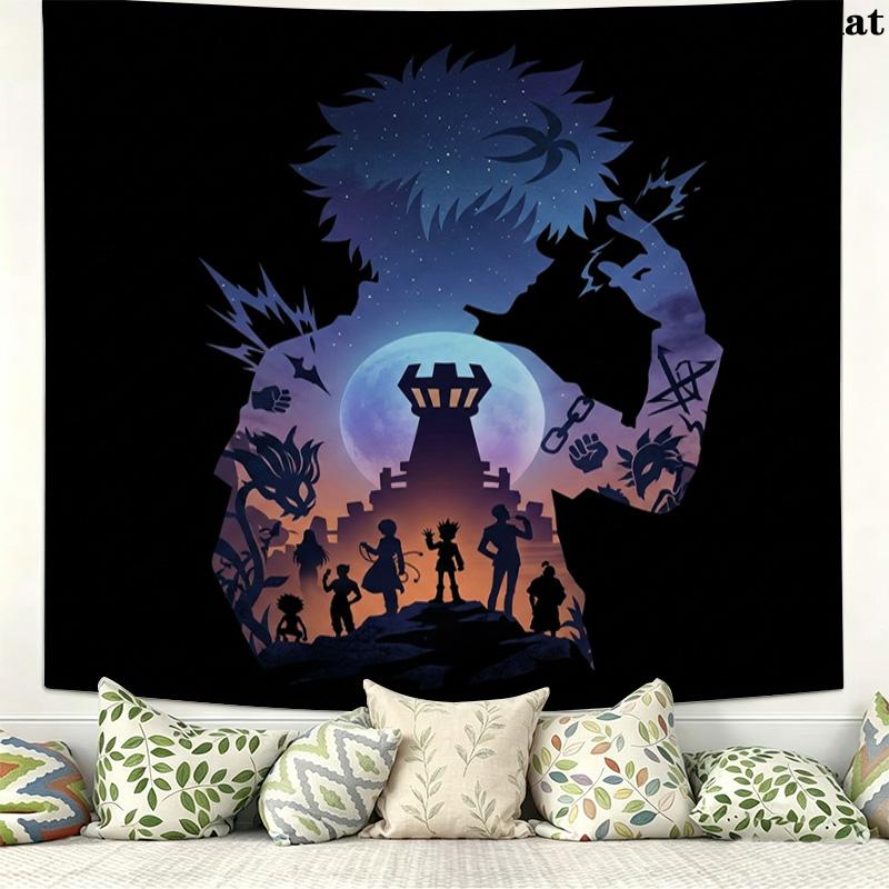 Hunter X Hunter Wall Tapestry Aesthetic Wall Hanging Printed Fabric Blanket Decorative Tapestries For Bedroom Living Room Home Decor