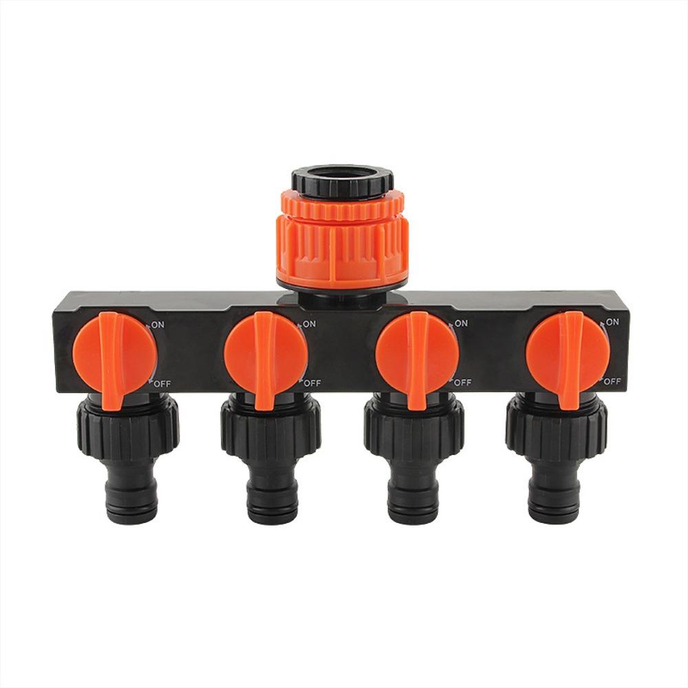 1pc 4-Way Hose Splitter with 4 Switches | Lightweight Plastic for Outdoor Watering, Lawn & Garden