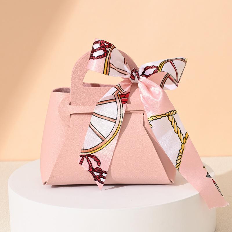 20 Stück Leder Geschenkbeutel Schleife Verpackungsbeutel Hochzeitsgeschenk Verteilungsbeutel Süßigkeiten Verpackungsbox Rosa Mini-Handtasche