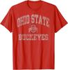 Tricou Roșu Vintage Uzat Ohio State Buckeyes Licențiat Oficial