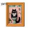 Brown Imitation Wood Frames Funny Wooden Fridge Magnets Frame, Retro Cute Cat Pattern Magnetic Refrigerator Decorative Photo Holders for Whiteboards