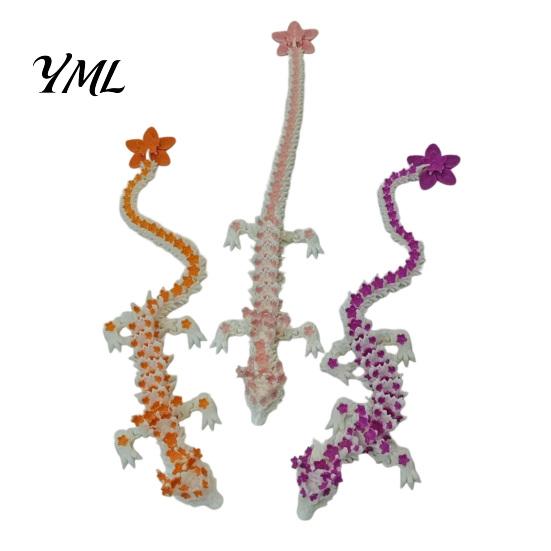 Mythical Creature Desk Decoration Cherry Blossom Dragon Figurine with Movable Joints, 3D Printed Fidget Toy Flower Toy, Articulated Model Decor Animal