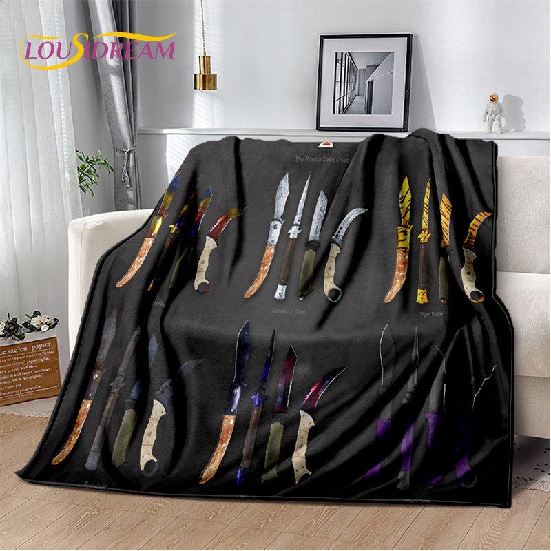 CS,knife,Swiss Knife Sword Games Soft Plush Blanket,Flannel Blanket Throw Blanket for Living Room Bedroom Bed Sofa Picnic Cover