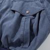 Mens Washed Vintage Canvas Workwear Jacket Loose Fit Stand Collar With Large Patch Pockets Streetwear