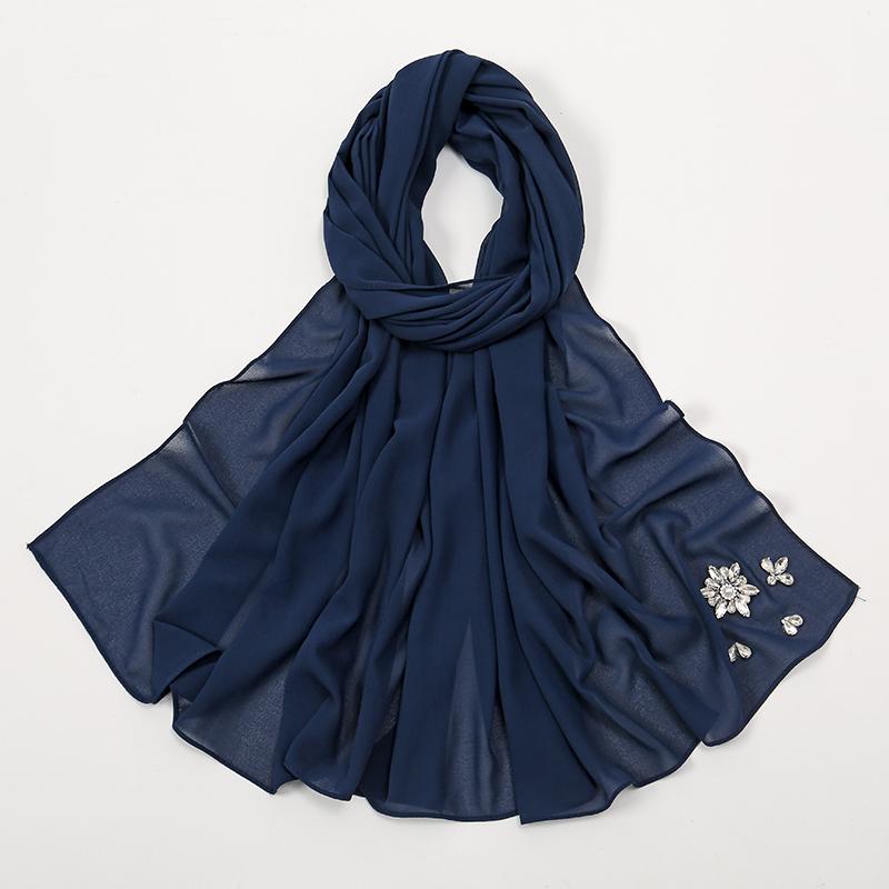 

Новый шифоновый платок-шаль с ромбовидными стразами для хиджаба, шарф для женщин на Рамадан, мусульманская повязка на голову, обертывания, головной платок, фуляр, мусульманский хиджаб, шаль