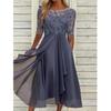 European Station Dress Chiffon Splicing Lace Hollow Dress Bridesmaid Evening Dress Women's Clothing