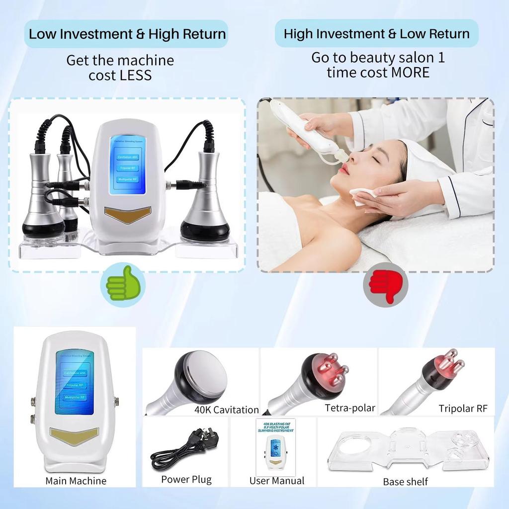 3-in-1 40K Cavitation Ultrasound Beauty Device - Multi-Area Slimming, Weight Loss, Skin Rejuvenation & Body Shaping