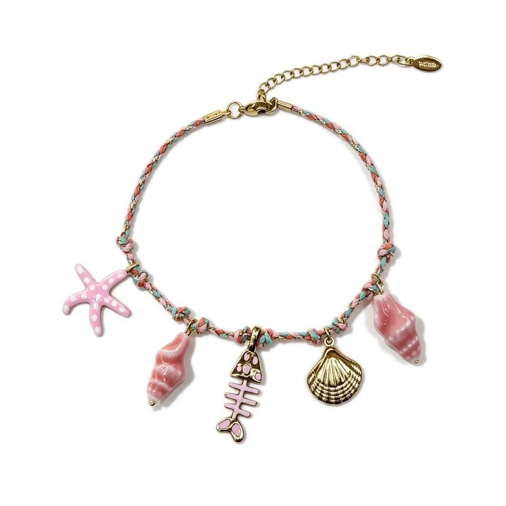 Waterproof Ocean Style Bracelet Stainless Steel Conch Shell Hand Chain Braided Rope Bangle Travel
