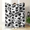 The Main Pattern Is a Dense Arrangement of Black-and-white Soccer Balls. for All Seasons Blanket Lunch Break Throw Gift