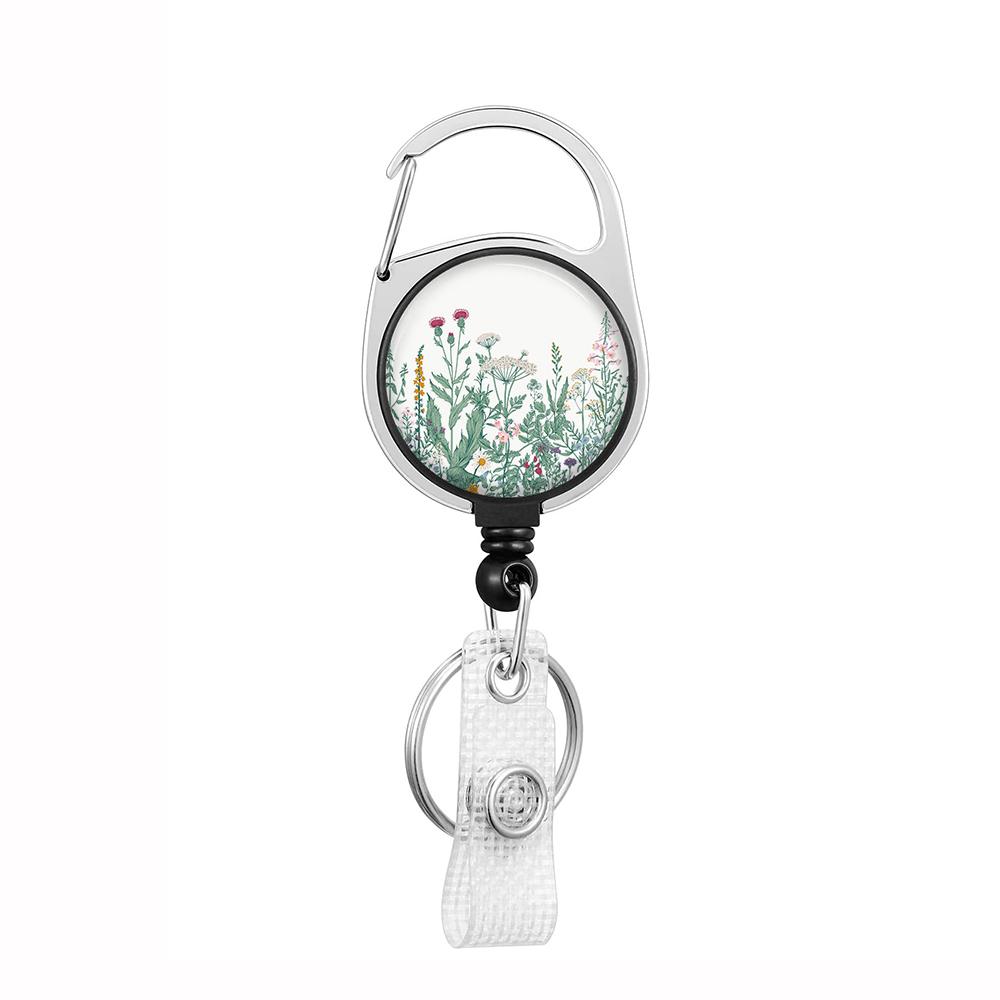 Plant Flowers Clip Lanyards ID Badge Holder Porta Credencial Lanyards Keychain Badge Reel Nurse Retractable Wholesale