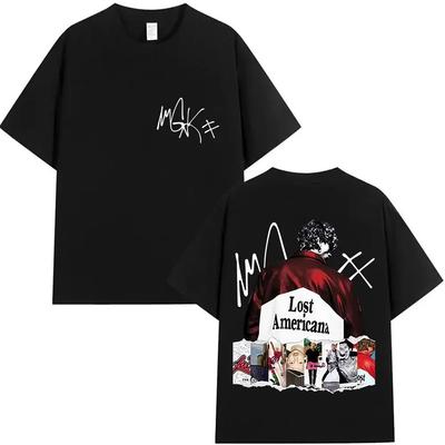 Rapper MGK Lost Americana Tour Album 2025 Merch T Shirts Men Women Hip Hop Pop Music T-shirts  High Quality Short Sleeves Casual