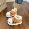 Fashion Cute Cartoon Fluffy Slippers For Women Men Winter Warm Shoes Indoor Home Floor Style Soft Plush Tiger Paw Couples Cotton Slipper