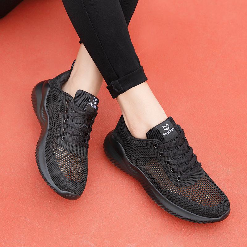 Sommer leichte Netzschuhe weiche Sohle hohl Single-Mesh flacher Absatz Netz atmungsaktiv lässige Laufschuhe