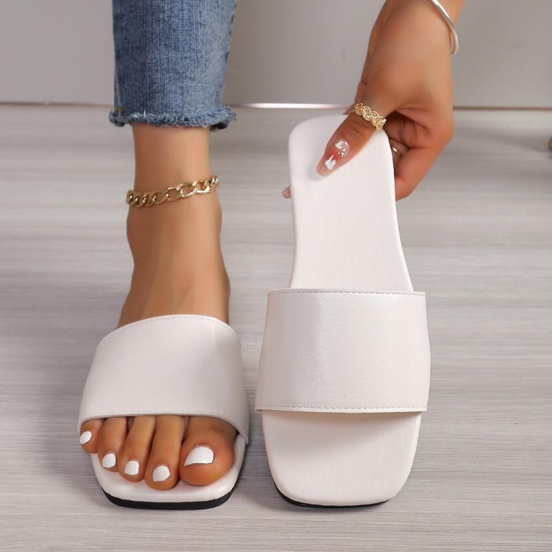 Fashion Summer Women's Flat Solid Color Open Toe Beach Slippers 2024 Outdoor Slingback Simple Sandals for Women Chanclas Mujer