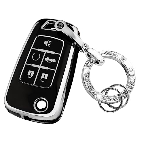 For Chevy Key Fob Cover with Keychain,Premium TPU Full Protection Key Case Shell for Equinox Camaro Cruze Malibu Impala Spark Sonic GMC