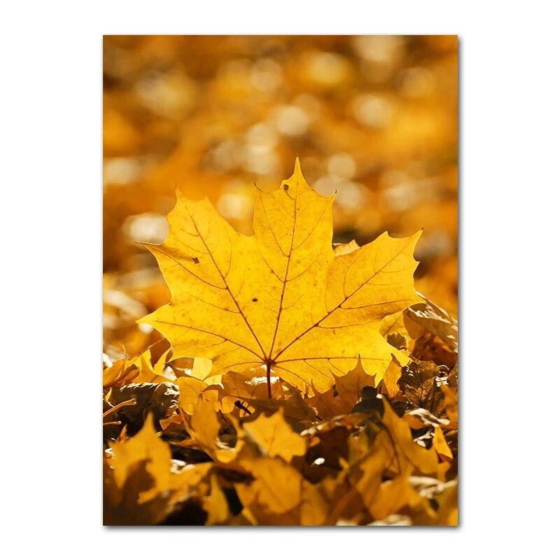 Autumn Scenery Canvas Poster Yellow Leaves Fall View Wall Art Print Pumpkin Painting Halloween Picture Living Room Home Decor