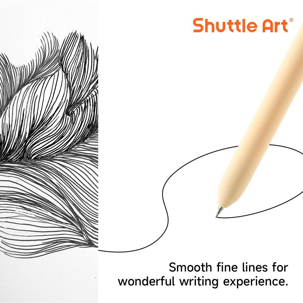 Shuttle Art Gel Ballpoint Black Set of Knock Ultra Fine Gel Dull Color Quick Comfortable to Write Office Writing For School Entrance Gift Pen, 0.5mm,