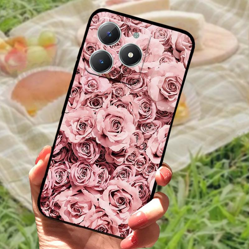 For Realme C61 4G Case Fashion Cartoon Black Silicone Soft TPU Back Cover For Oppo Realme C63 Protective Fundas Coque Cases