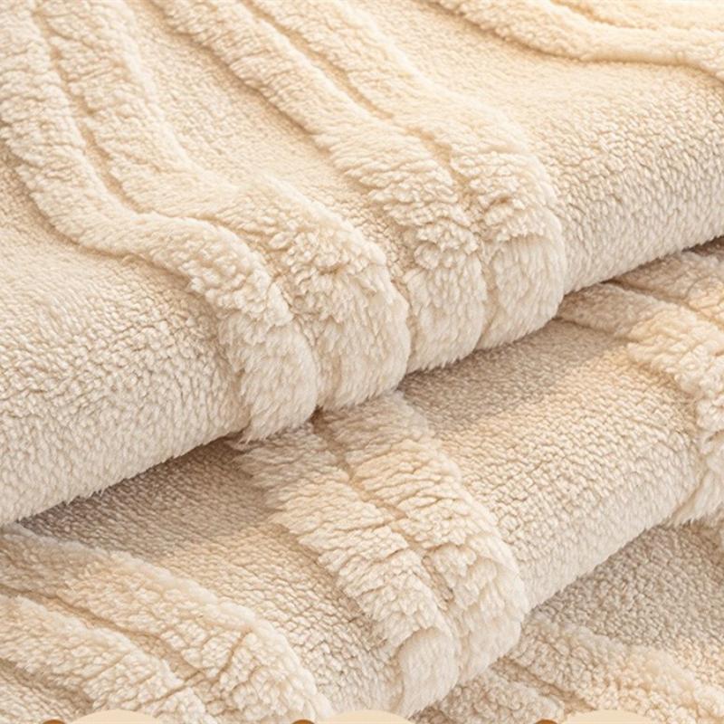 French Striped Thicken Plush Couch Cover Winter Warm Sofa Pad Non-Slip Sofa Slipcovers for Living Room L Shaped Couch Cushion