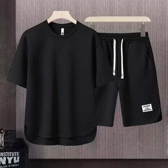 Ice Degree Men's Minimalist Summer Sportswear: Trendy Two-Piece Shorts & Pants Set
