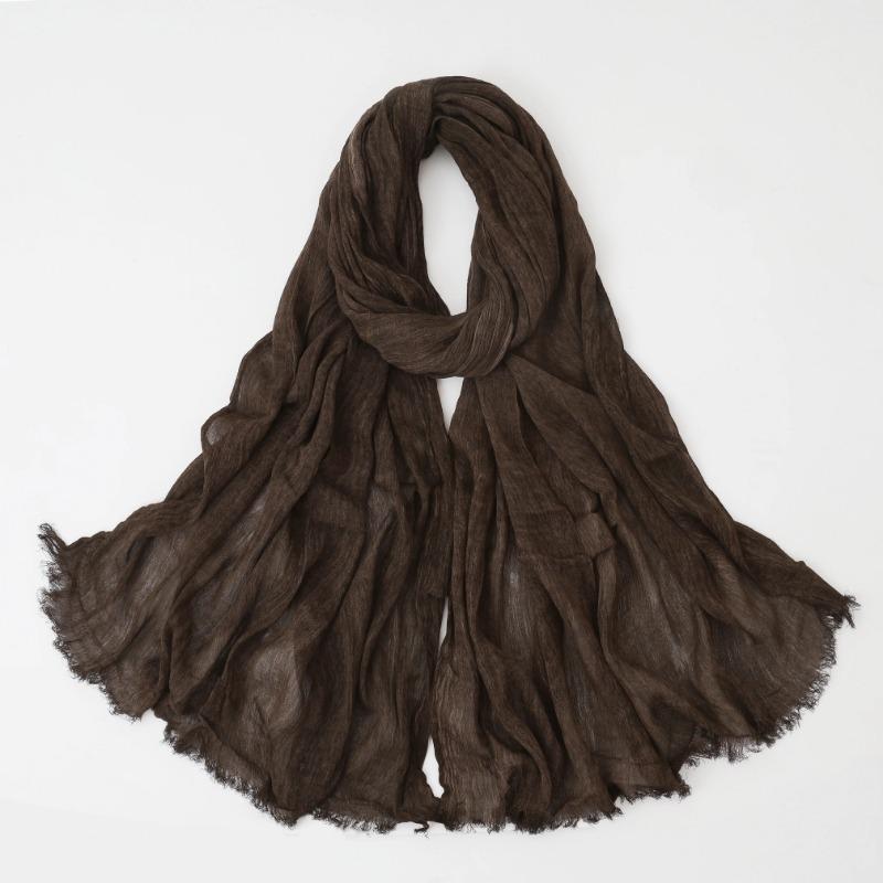 Fashion Cotton Linen Scarf Crinkle Design Hijab Middle Eastern Scarf Wrap Popular Solid Dubai Headwrap
