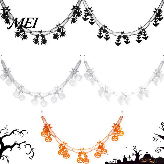 Honeycomb Paper Three Dimensional Decor 10 FT Halloween Garland, Spooky Spider Bat Pumpkin Hanging Bunting Easy Setup Yard Porch Banner Decoration for