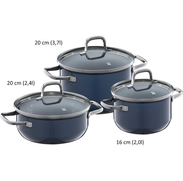 WMF Fusiontec Essential Saucepan Set, Blueberry, 3 Pieces (517065290)