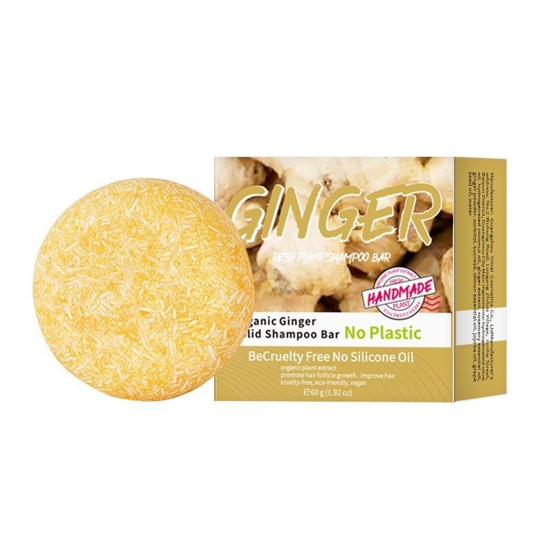 

60 г Имбирное мыло-шампунь, подходит для нормальных волос. Чисто натуральный продукт для предотвращения истончения и утолщения волос. Укрепляет корни волос и восстанавливает секущиеся кончики. 60g