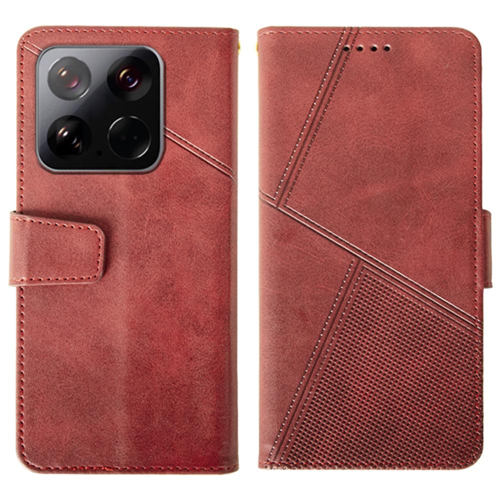 IDEWEI For Xiaomi 15 Case Leather Wallet Phone Cover Stand Calf Texture
