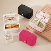 Tragbare Schmuckschatulle, Reise-Mini-Schmuck-Aufbewahrungsbox, Ring- und Ohrring-Organizer, multifunktionaler Kosmetik-Lippenstift-Organizer