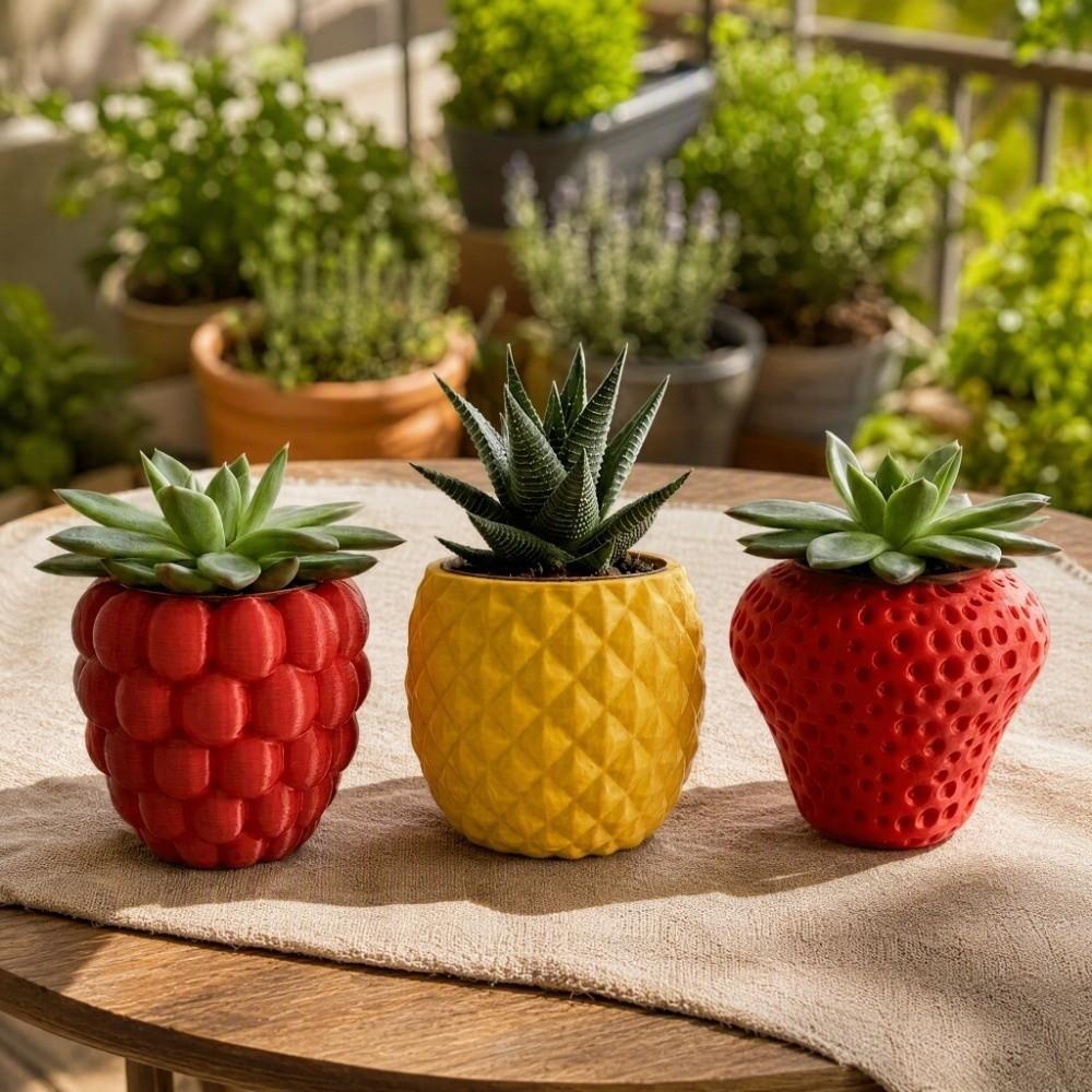3D Printed Fruit Flower Pot Plastic Flower Container Versatile Planter Holder Placement Easy