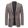 Autumn and Winter Men's Suit Fashion Thousand Bird Plaid Woolen Suit Men's Jacket Casual Non-ironing and Anti-wrinkle Small Suit