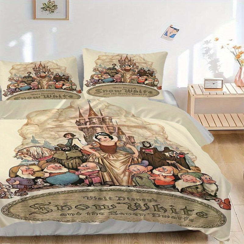 

3pcs Disney Snow White Dwarfs Design Quilt Set Soft and Comfortable Bedroom, Guest Room and Dorm Decor Bedding Set S030 135x200cm