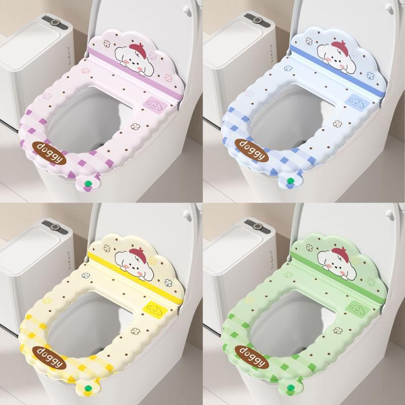 Cartoon Toilet Seat Protector With Backrest Non-Slip Waterproof Toilet Seat Cover Soft Reusable Toilet Seat Cushion Bathroom